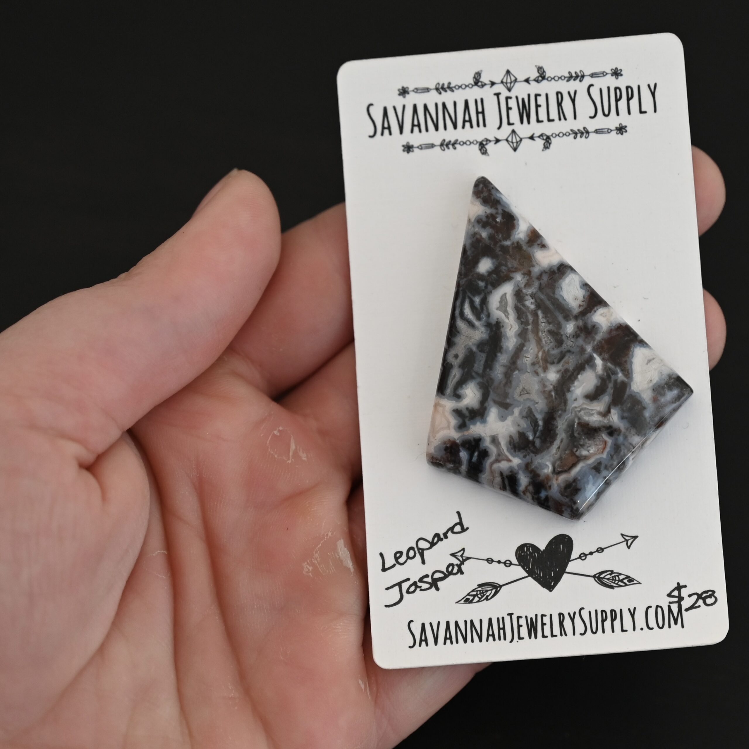 Leopard Jasper Cabochon Leopard Jasper Cabochon shown in hand