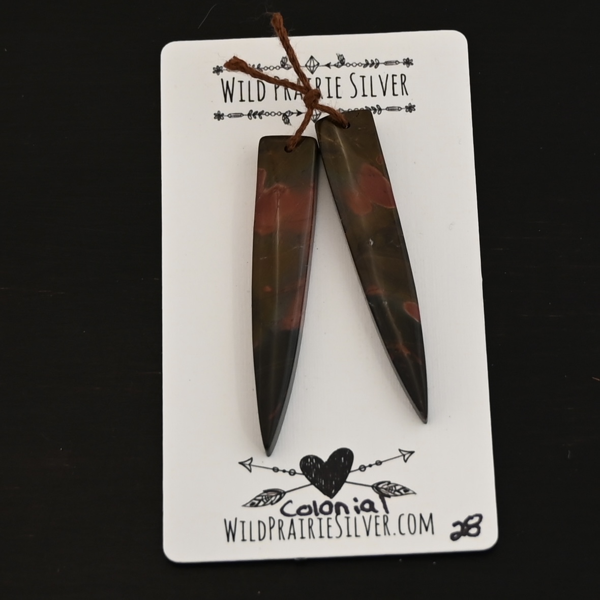 Colonial - Drilled Jasper Pair shown on business card