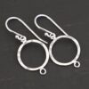 sterling silver Taylor Round Chandelier shiny hammered with ear wires shown on dark background