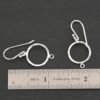sterling silver Taylor Round Chandelier shiny hammered with ear wires shown by ruler
