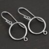 sterling silver Taylor Round Chandelier oxidized smooth with ear wires shown on dark background
