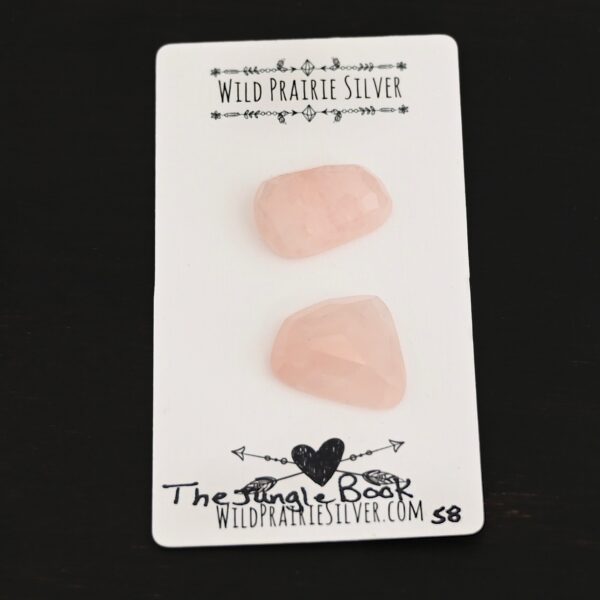 The Jungle Book Rose Cut Rose Quartz Cabochon Parcel shown on business card