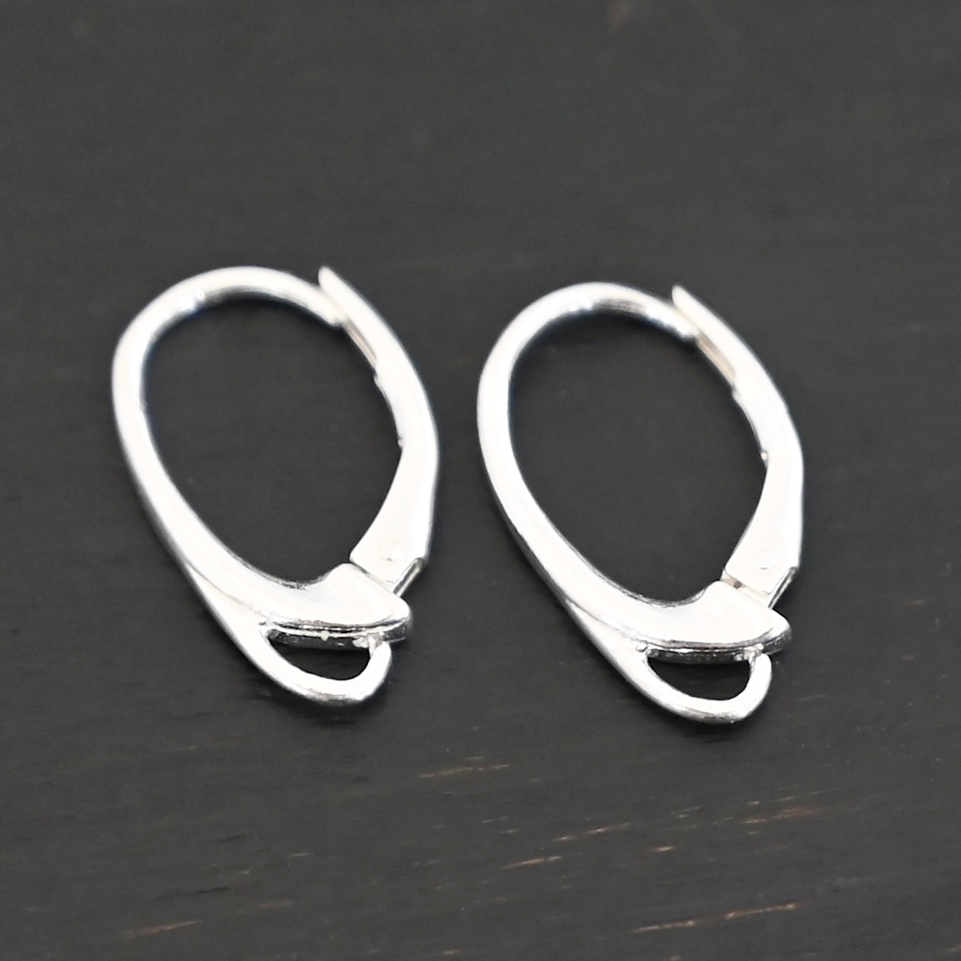 sterling silver Wendy lever back ear wires - shiny shown on dark background