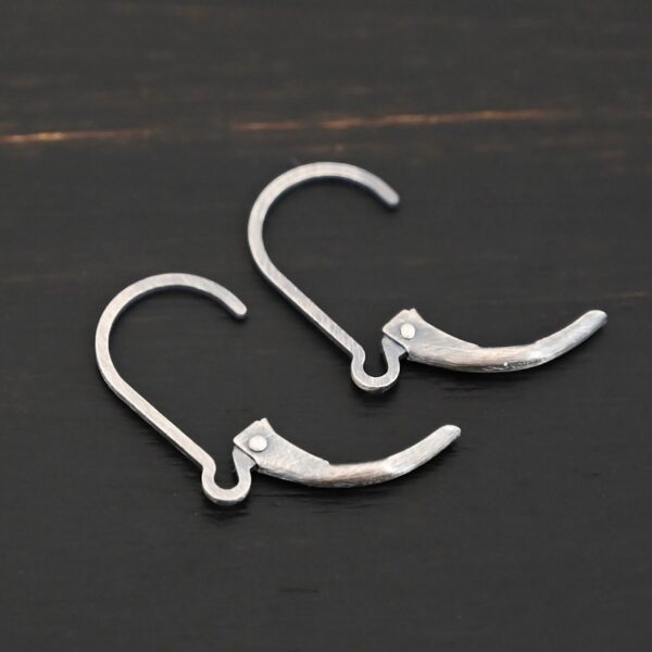 sterling silver Waverly lever back ear wires - oxidized shown on dark background