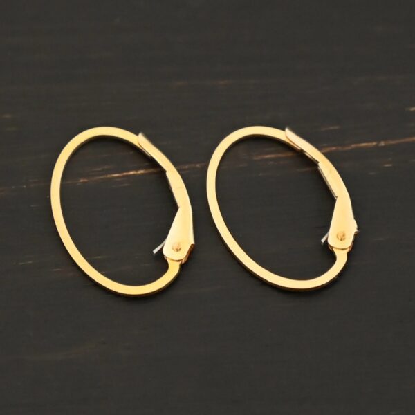 14k gold filled Wren lever back ear wires shown on dark background