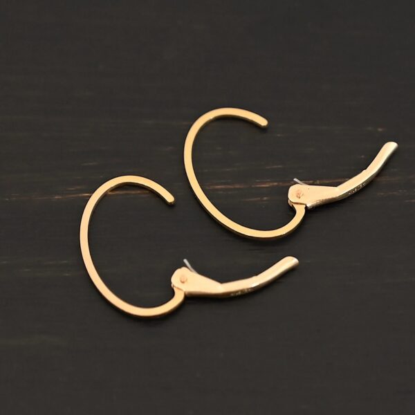 14k gold filled Wren lever back ear wires shown on dark background