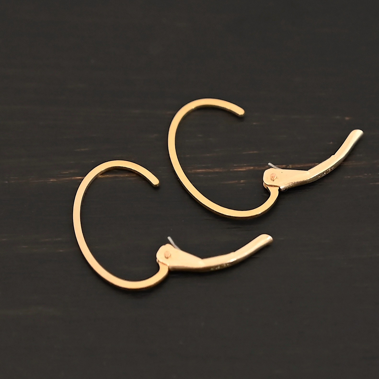 14k gold filled Wren lever back ear wires 14k gold filled Wren lever back ear wires shown on dark background