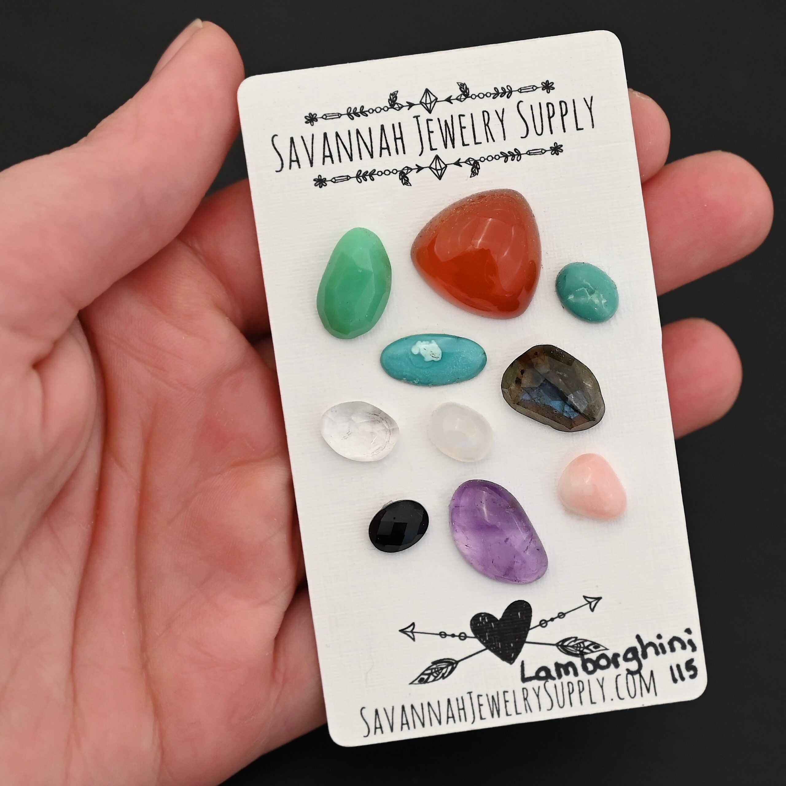 Lamborghini Benz Rainbow Cabochon Parcel shown in hand