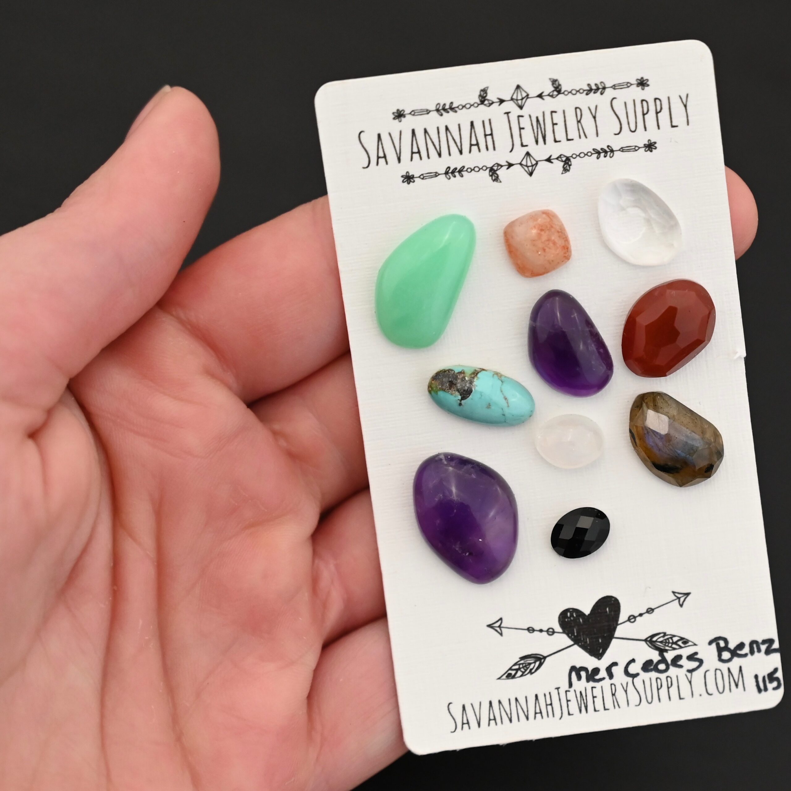 Mercedes Benz Rainbow Cabochon Parcel shown in hand