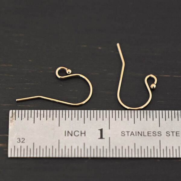 14k Gold Filled Wilma Ear Wires shown by ruler