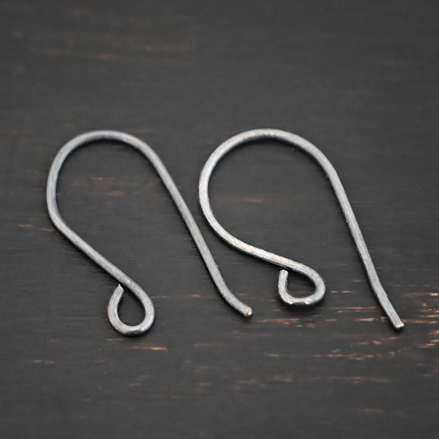 Sterling Silver Wanda Ear Wires - oxidized shown on dark background