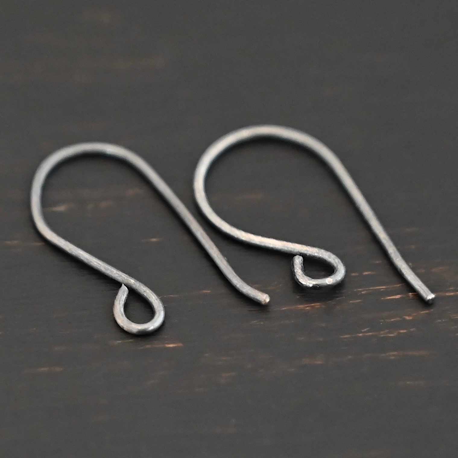 Sterling Silver Wanda Ear Wires - oxidized shown on dark background