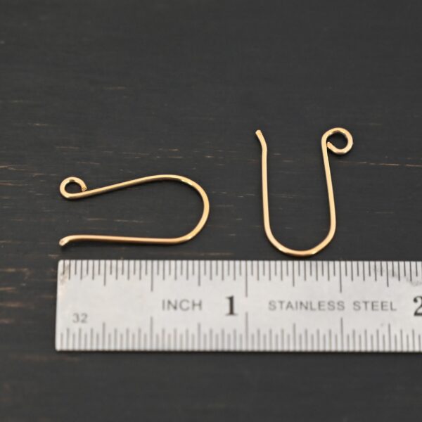 14k Gold Filled Wanda Ear Wires - shown by ruler
