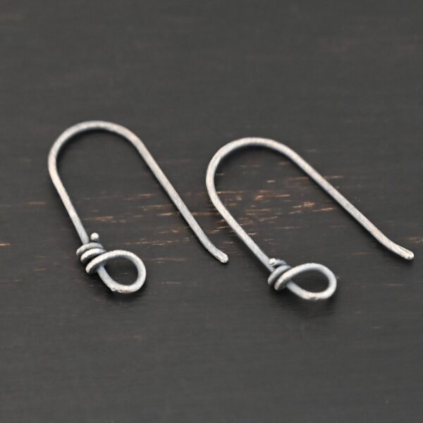 sterling silver Wendolyn Ear Wires - oxidized shown by ruler