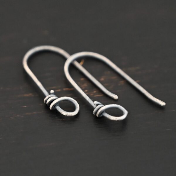 sterling silver Wendolyn Ear Wires - oxidized shown by ruler