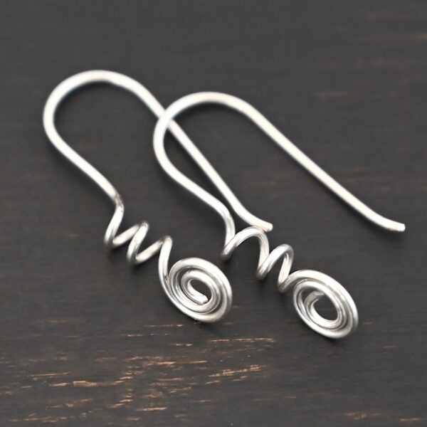 Sterling Silver Willow Ear Wires - shiny shown on dark background