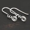 Sterling Silver Willow Ear Wires - shiny shown on dark background