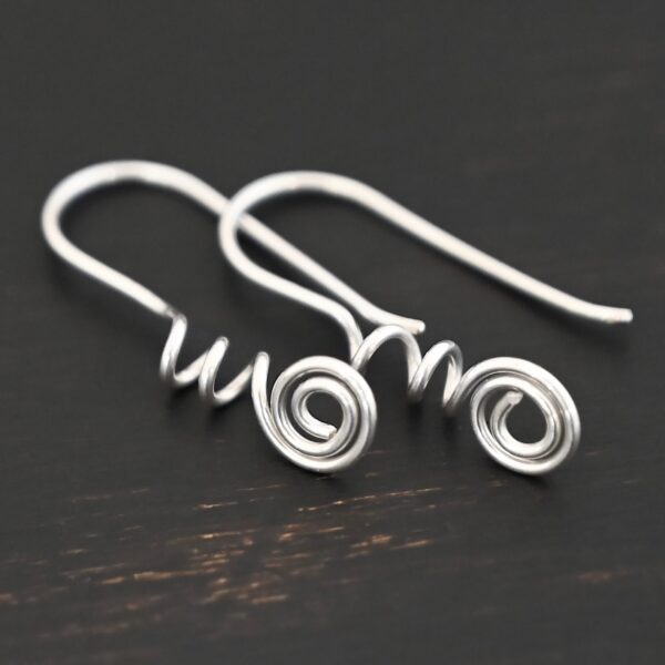 Sterling Silver Willow Ear Wires - shiny shown on dark background