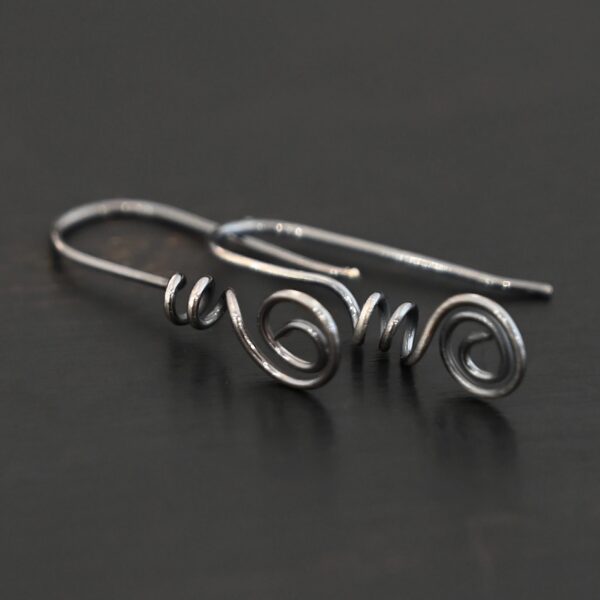 Sterling Silver Willow Ear Wires - oxidized shown on dark background