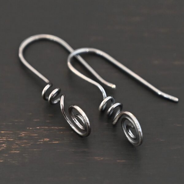 Sterling Silver Willow Ear Wires - oxidized shown on dark background