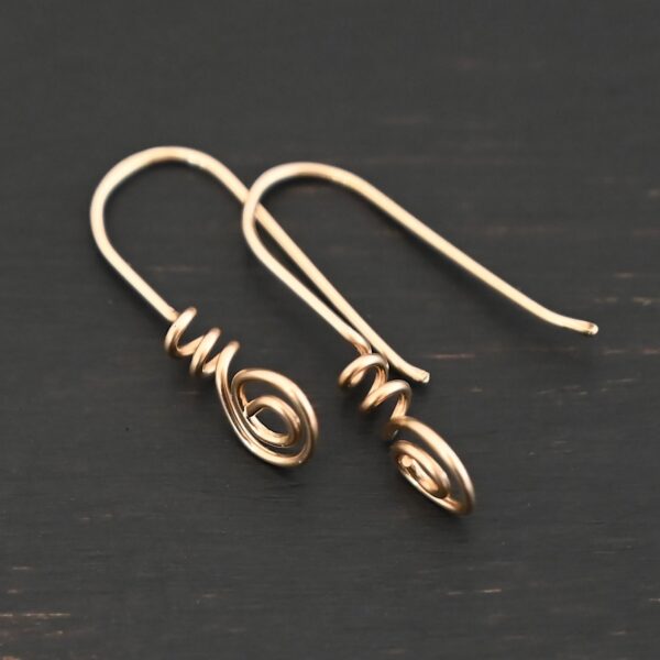 14k gold filled Willow Ear Wires - shown on dark background
