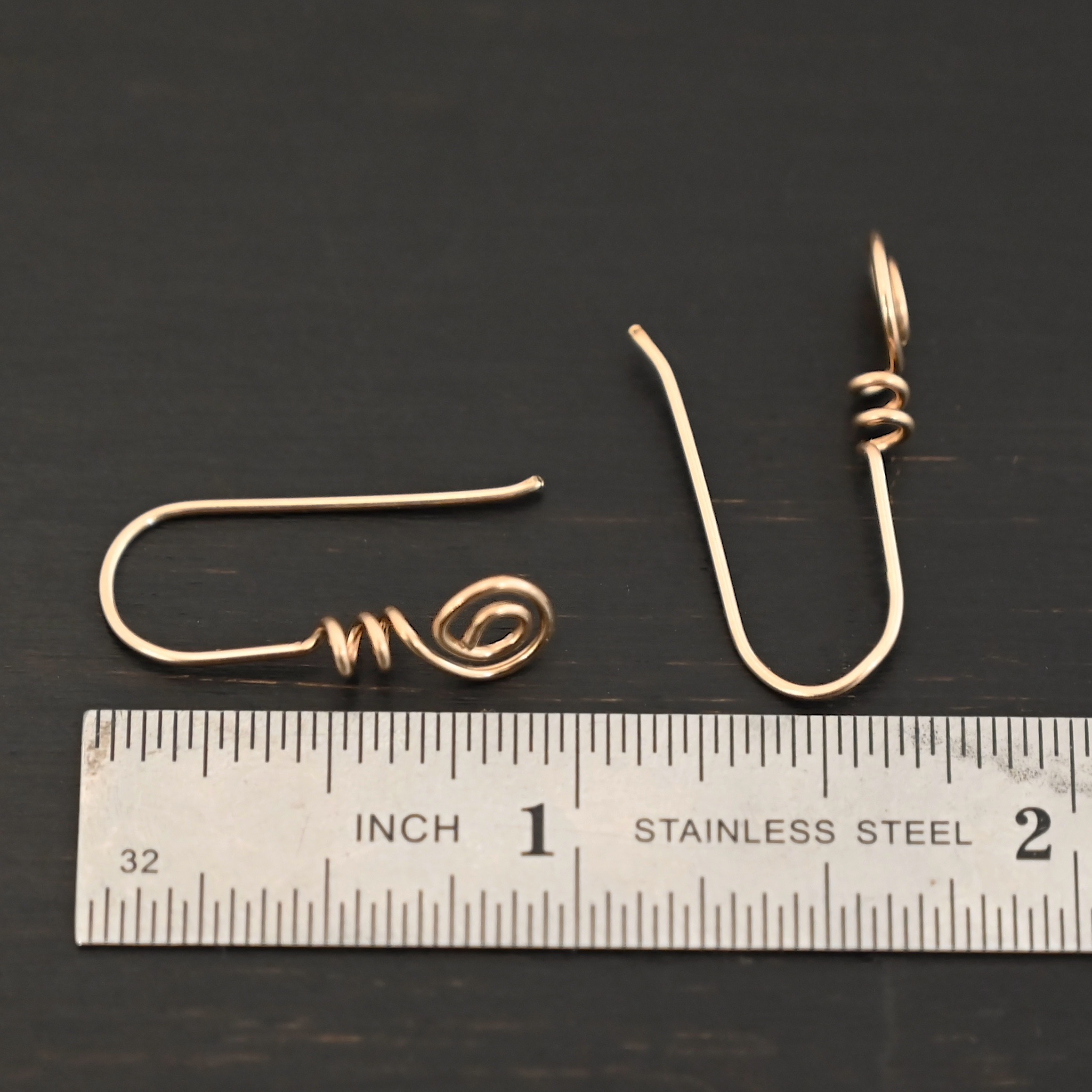 Willow - 14k gold filled ear wires 14k gold filled Willow Ear Wires - shown by ruler