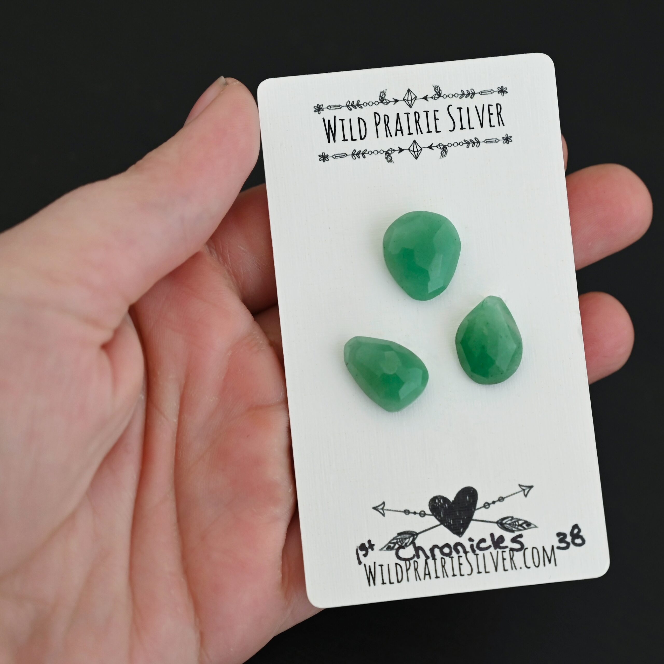 1st Chronicles Adventurine Cabochon Parcel shown in hand