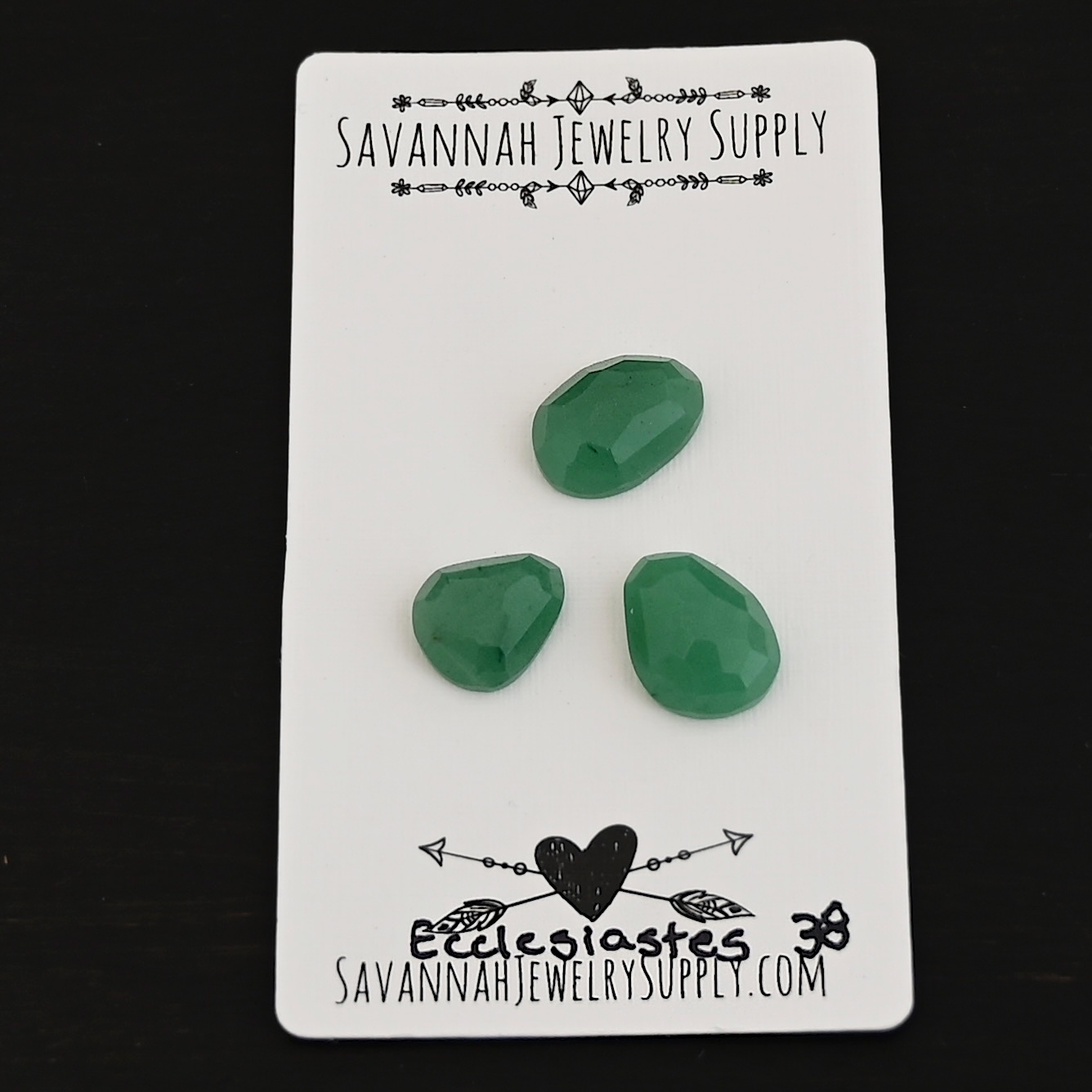 Ecclesiastes Adventurine Cabochon Parcel shown on business card