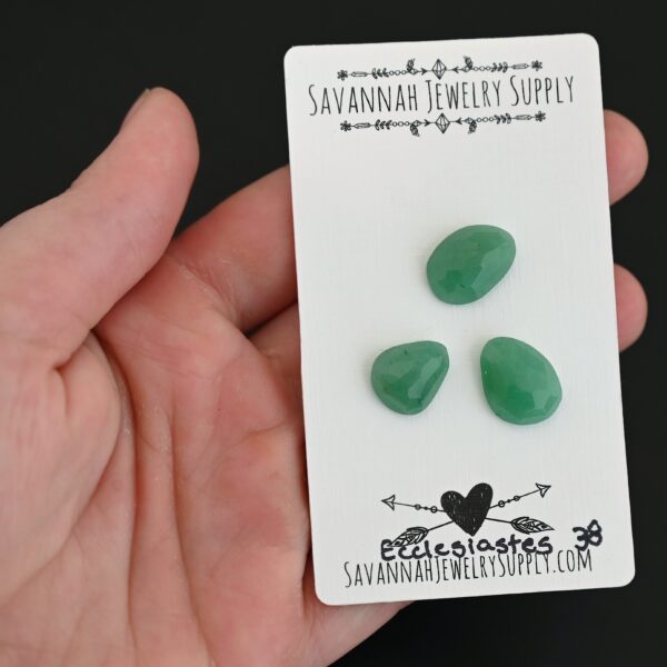 Ecclesiastes Adventurine Cabochon Parcel shown in hand