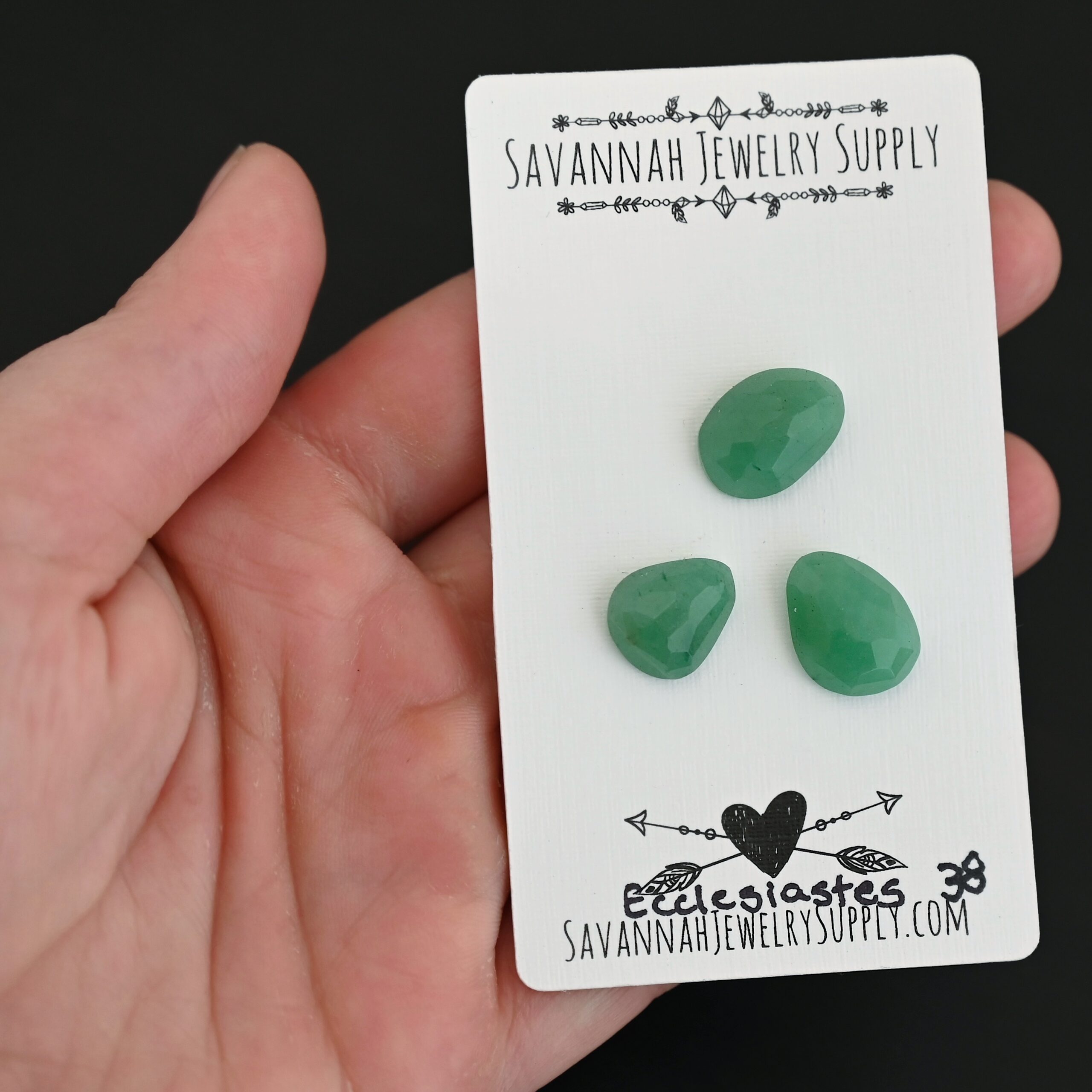 Ecclesiastes Adventurine Cabochon Parcel shown in hand