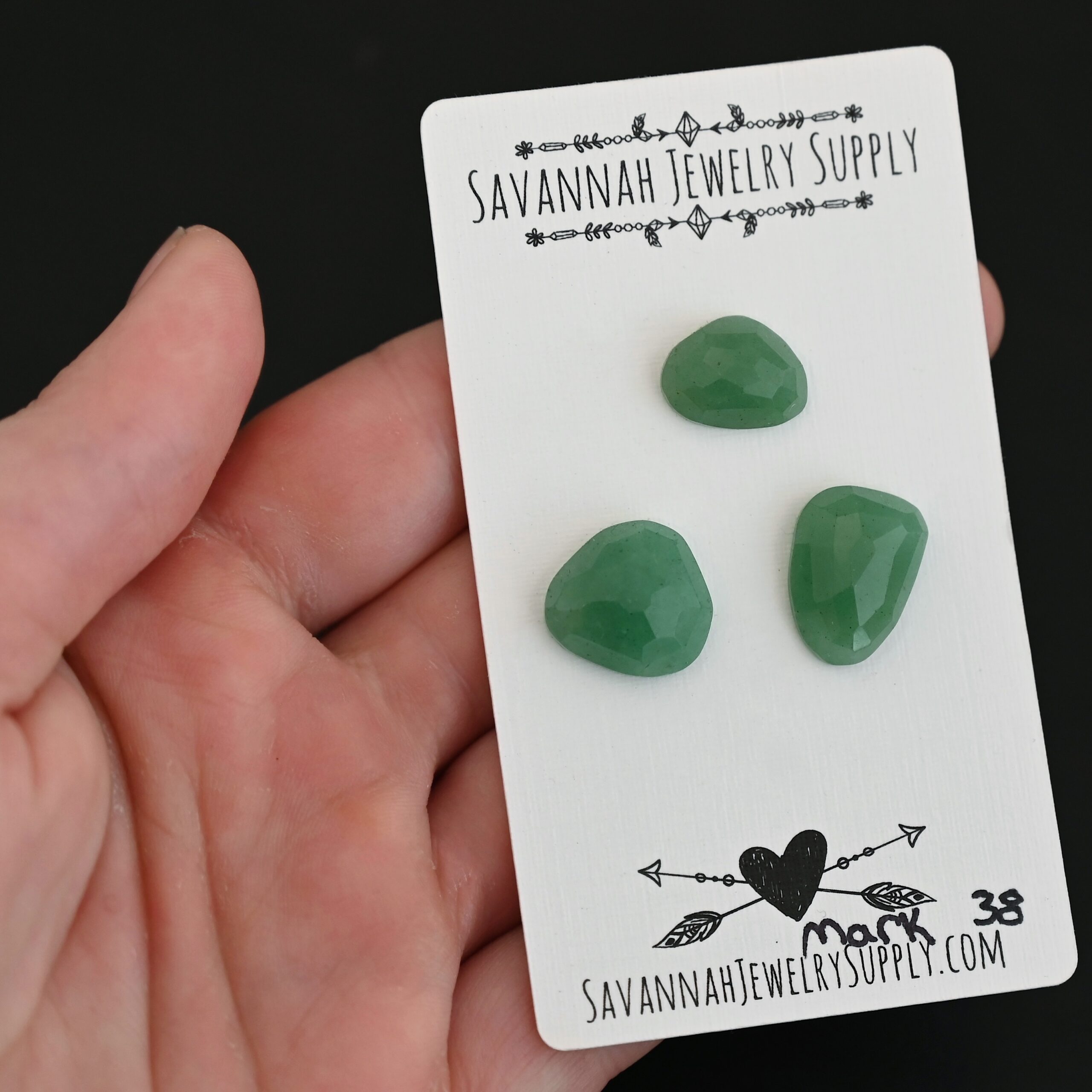 Mark Adventurine Cabochon Parcel shown in hand