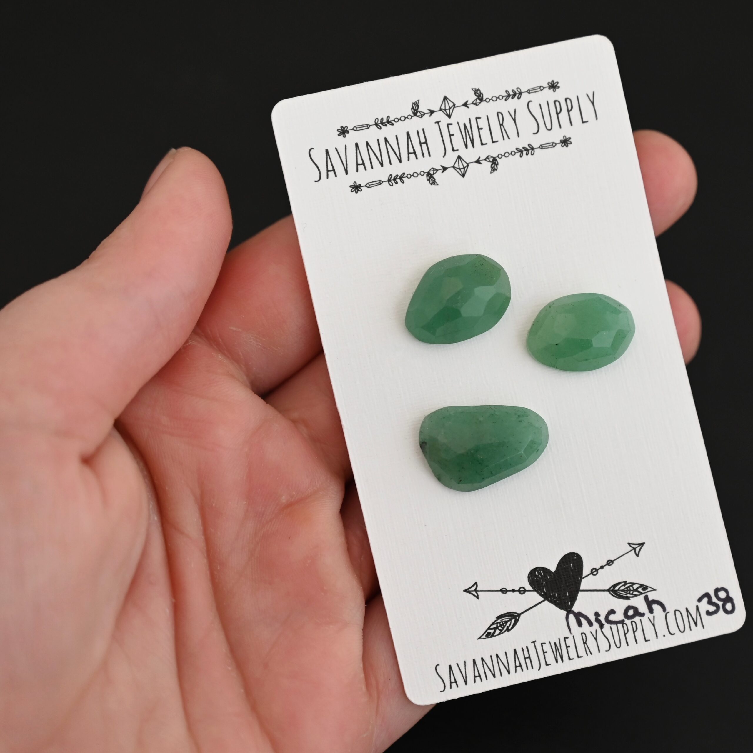 Micah Adventurine Cabochon Parcel shown in hand