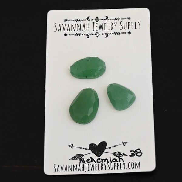 Nehemiah Adventurine Cabochon Parcel shown on business card
