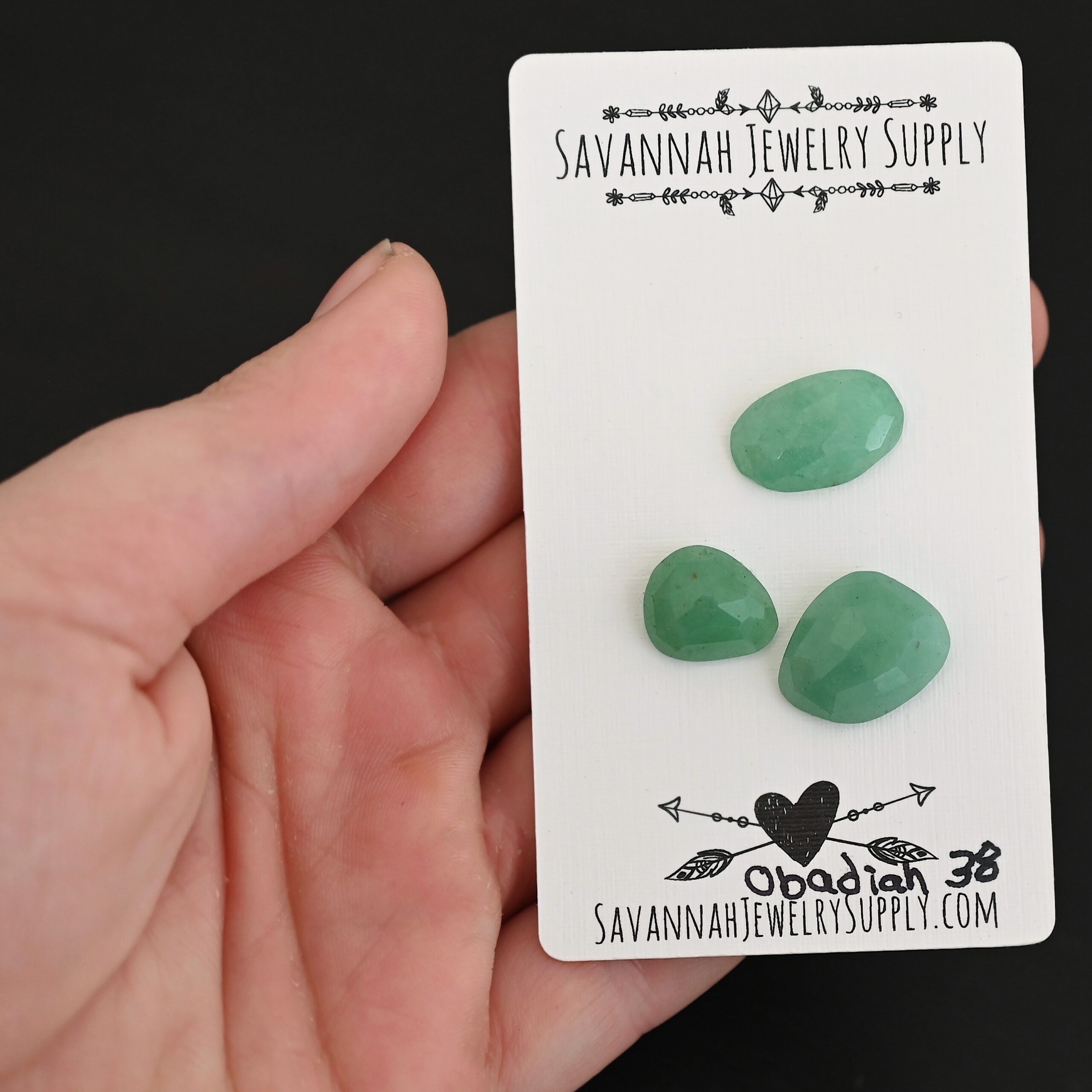 Obadiah Adventurine Cabochon Parcel shown in hand