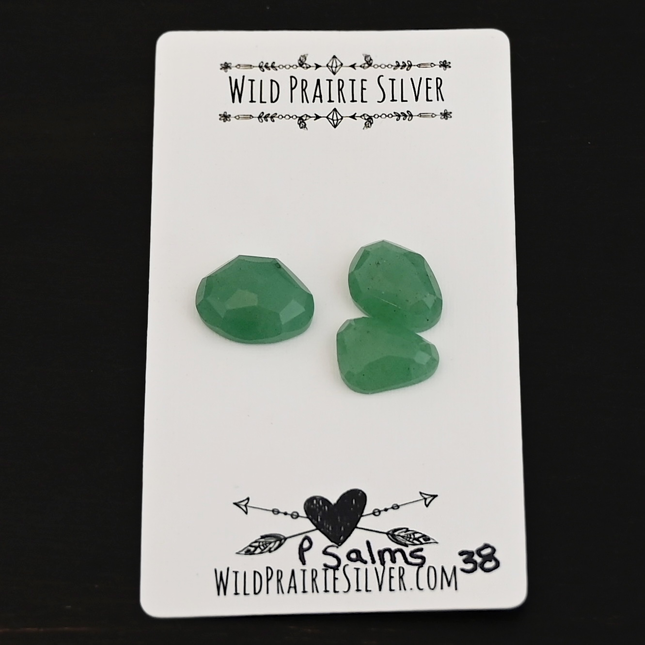 Psalms Adventurine Cabochon Parcel shown on business card