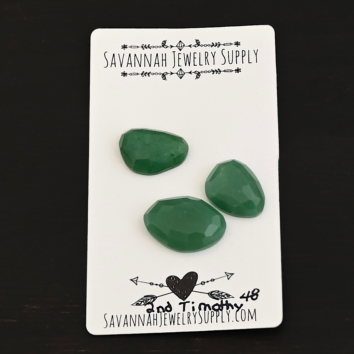 2nd Timothy Adventurine Cabochon Parcel shown on business card