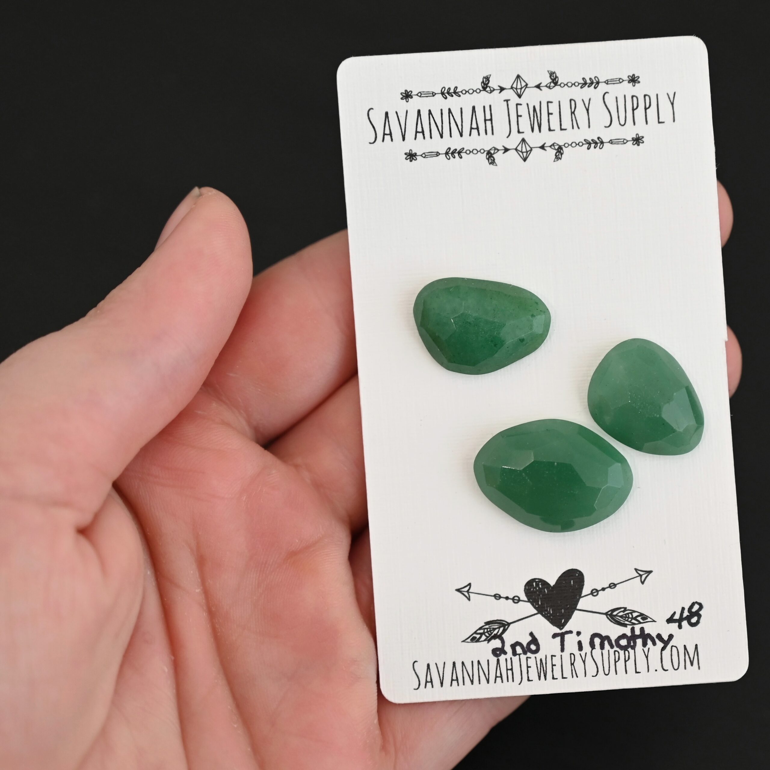 2nd Timothy Adventurine Cabochon Parcel shown in hand