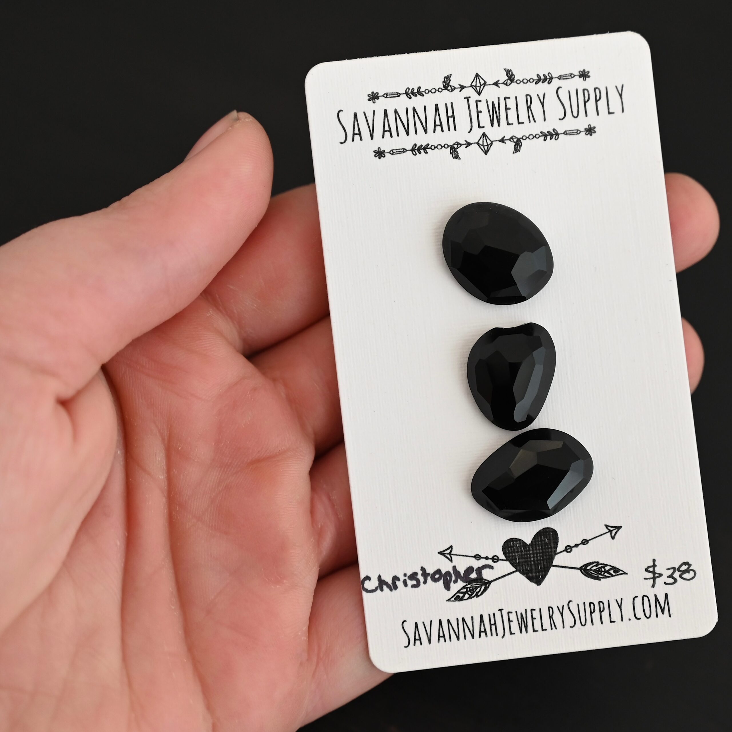 Christopher Black Onyx Cabochon Parcel Christopher Black Onyx Cabochon Parcel shown in hand