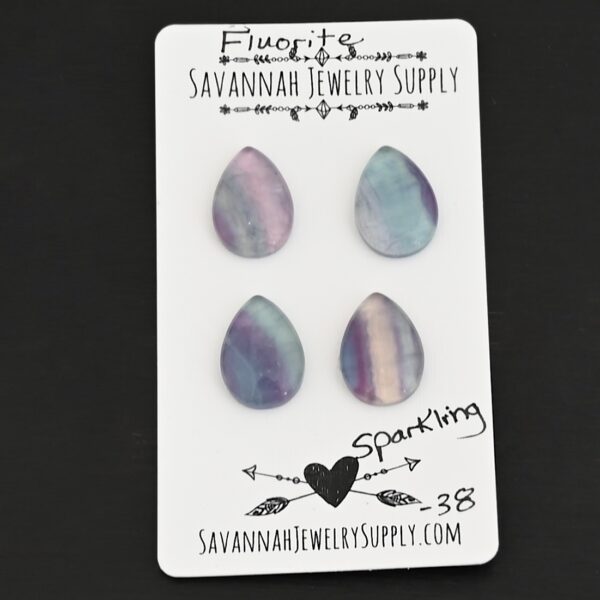 Sparkling Fluorite Cabochon Parcel shown on business card