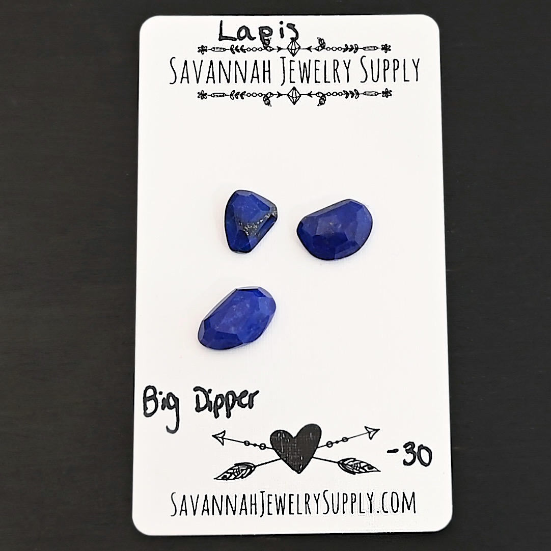 Big Dipper Rose Cut Lapis Cabochon Parcel shown on business card