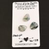 Peach Pie Rose Cut Green Moss Agate Cabochon Parcel shown on business card