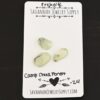 Camp Creek Forest Rose Cut Prehnite Cabochon Parcel shown on business card