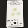 Deer River Forest Rose Cut Prehnite Cabochon Parcel shown on business card