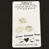Green Mountain Forest Rose Cut Prehnite Cabochon Parcel shown on business card