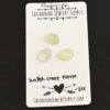 Sunfish Creek Forest Rose Cut Prehnite Cabochon Parcel shown on business card