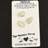 Tiger Mountain Forest Rose Cut Prehnite Cabochon Parcel shown on business card