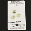 Tillamook Forest Rose Cut Prehnite Cabochon Parcel shown on business card
