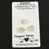 Tongass Forest Rose Cut Prehnite Cabochon Parcel shown on business card