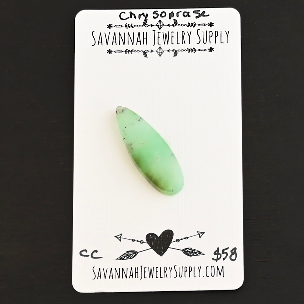 CC Chrysoprase Cabochon Parcel shown on business card