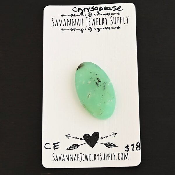 CE Chrysoprase Cabochon Parcel shown on business card